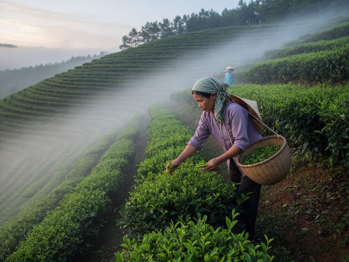 Nhà vườn Tân Cương, Thái Nguyên bên cây Chè